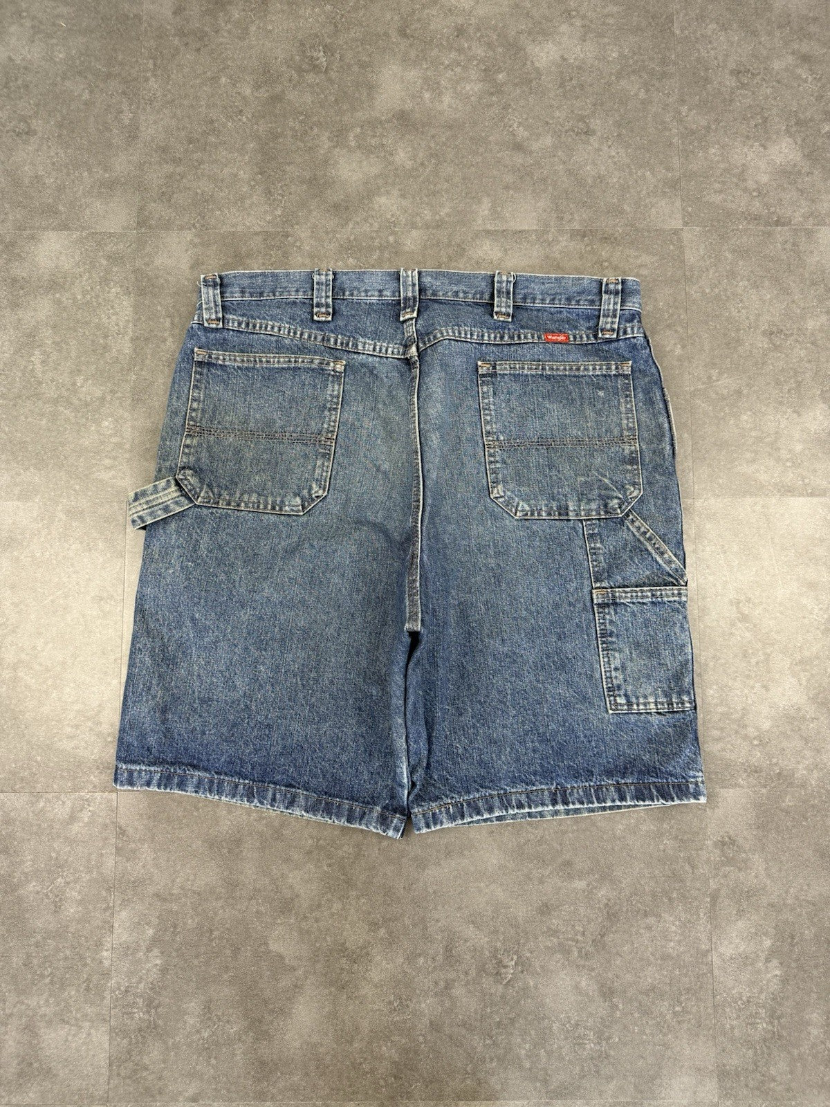 Wrangler Dungaree Vintage Baggy Carpenter 90s Y2K Denim Jorts Shorts Workwear 36