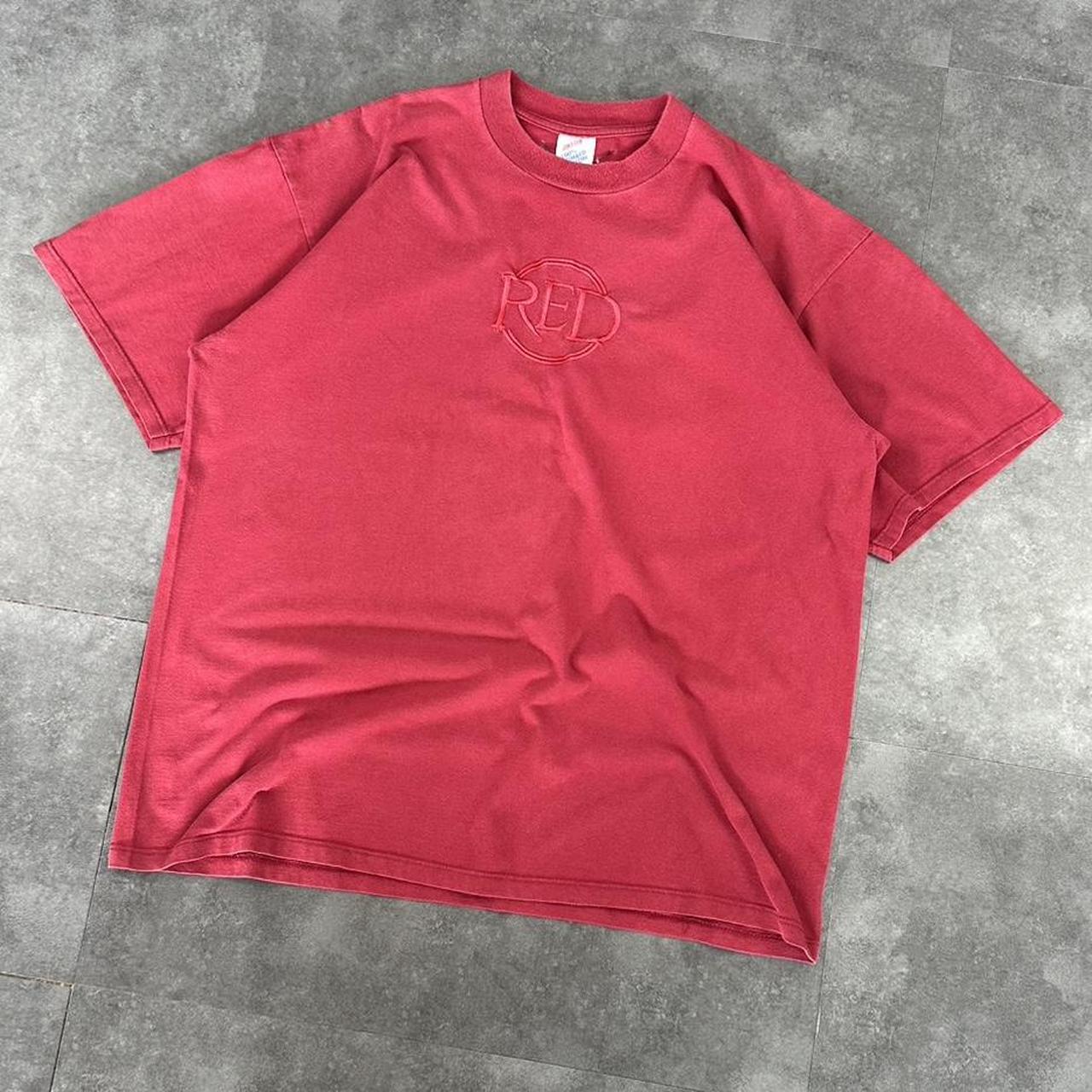 Simply Red T 2000s Y2K front and back logo embroidered design