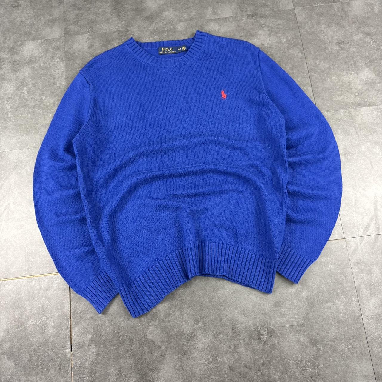 Polo Ralph Lauren 90s chunky knit knitted heavyweight blue jumper