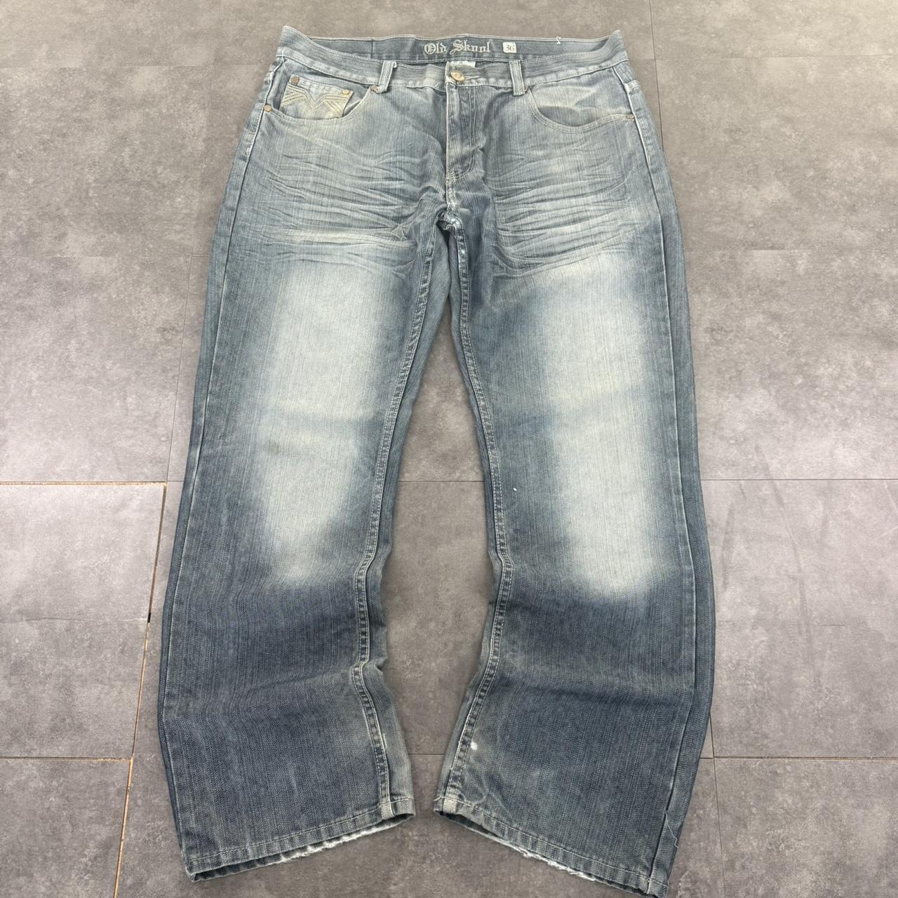 Old Skool Y2K 2000s HipHop grunge Japanese embroidery baggy jeans