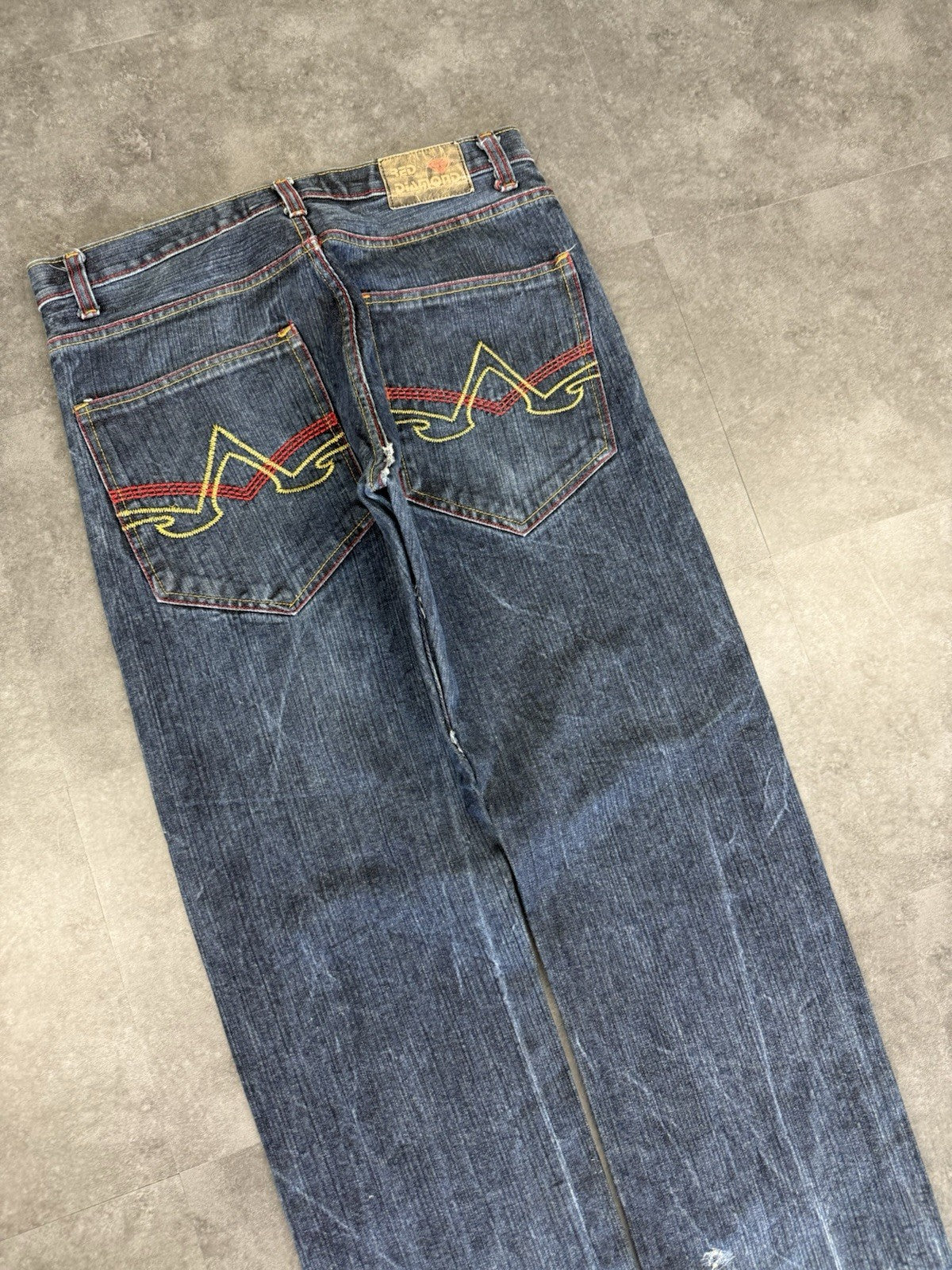 Red Diamond 2000s Hip Hop Grunge Baggy Jeans 90s Y2K Vintage Skate Jeans 36W 32L