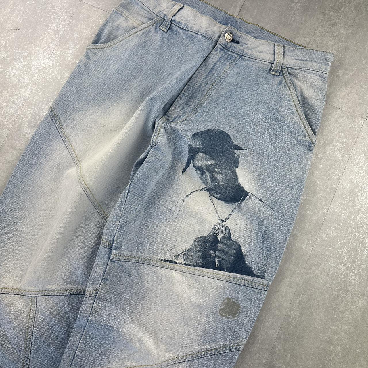 Makaveli Tupac denim jeans 90s/2000s spellout carpenter jeans