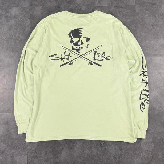 Salt Life Skull 2000s long sleeve skater Surfwear Print graphic T shirt