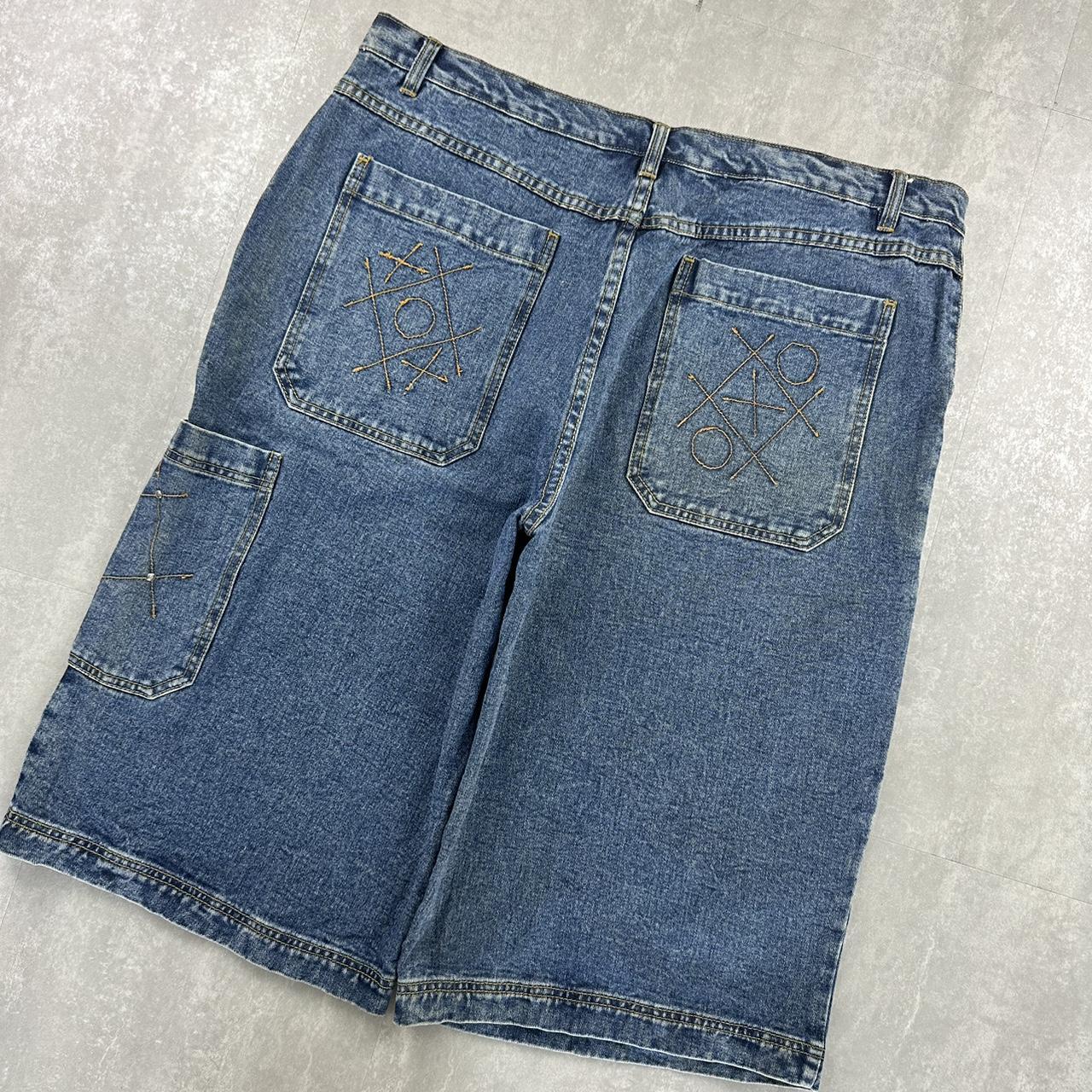 Japanese style embroidered Grunge 2000s spellout carpenter style jorts