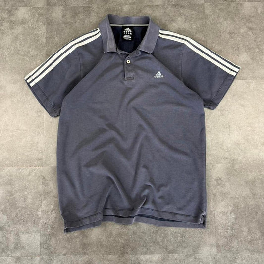 Adidas 2000s Embroidered 3 stripe spellout polo shirt