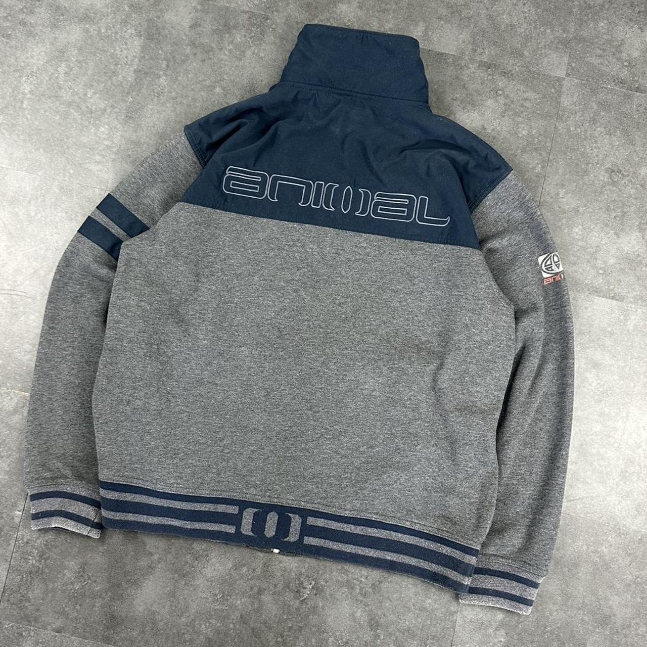 Animal 2000s vintage Spellout embroidered full zip up Sweatshirt