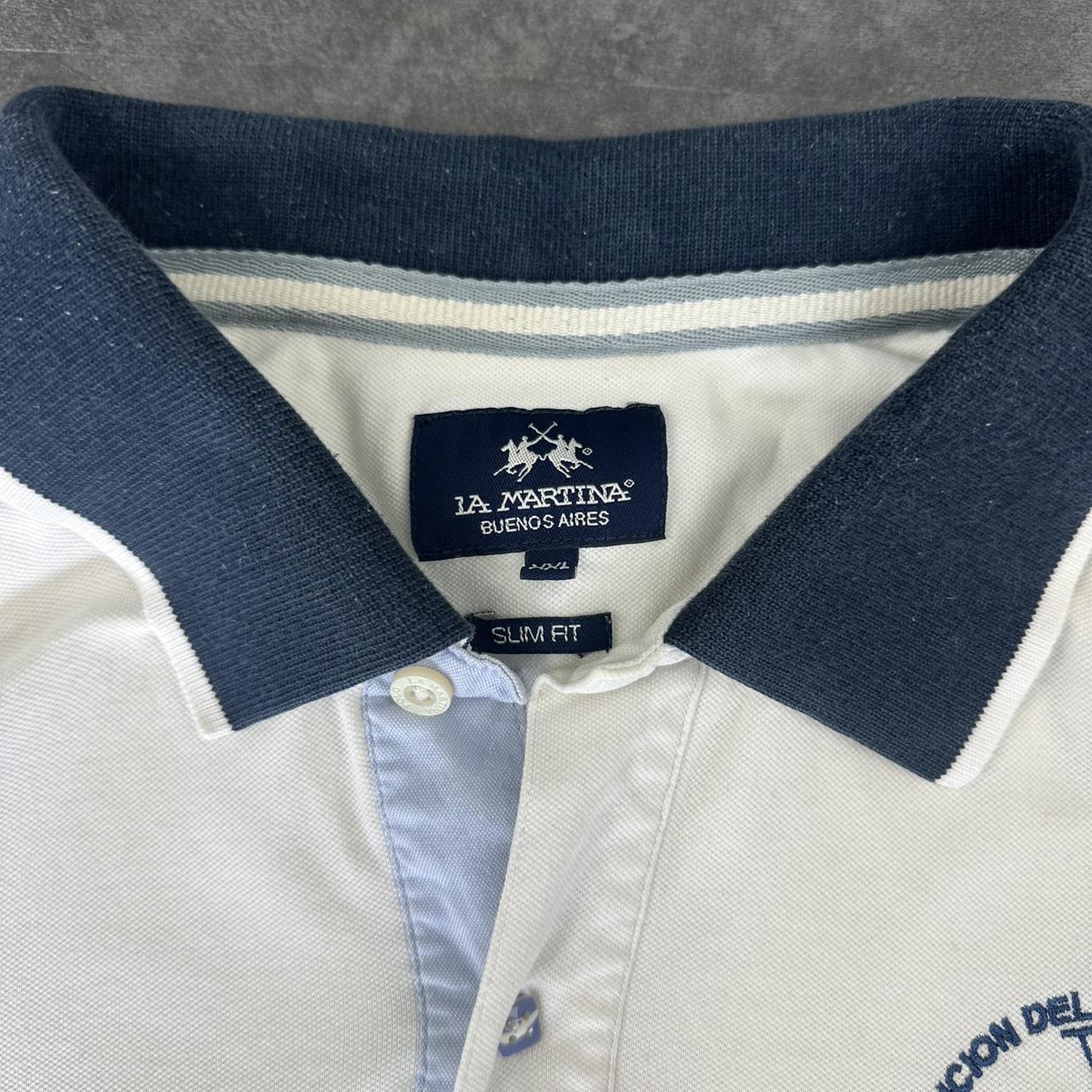 La Martina 2000s Jockey shirt Spellout graphic collared polo T shirt