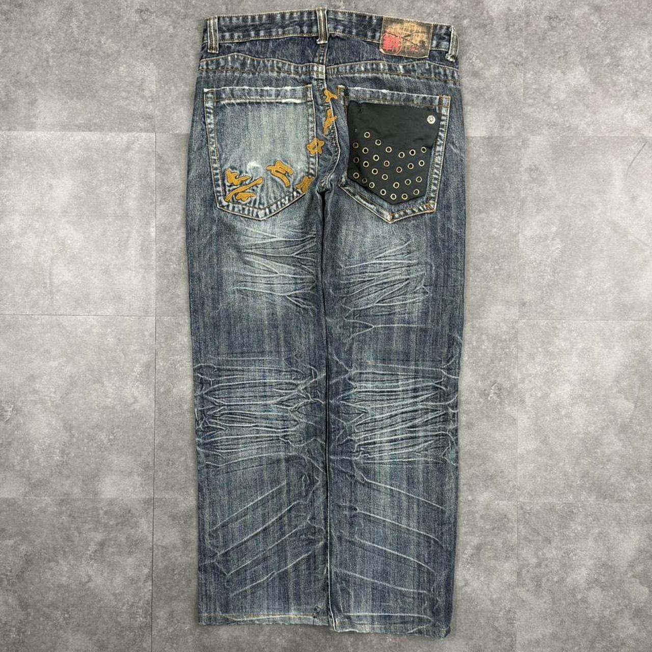 Japanese style hiphop 2000s embroidered jeans