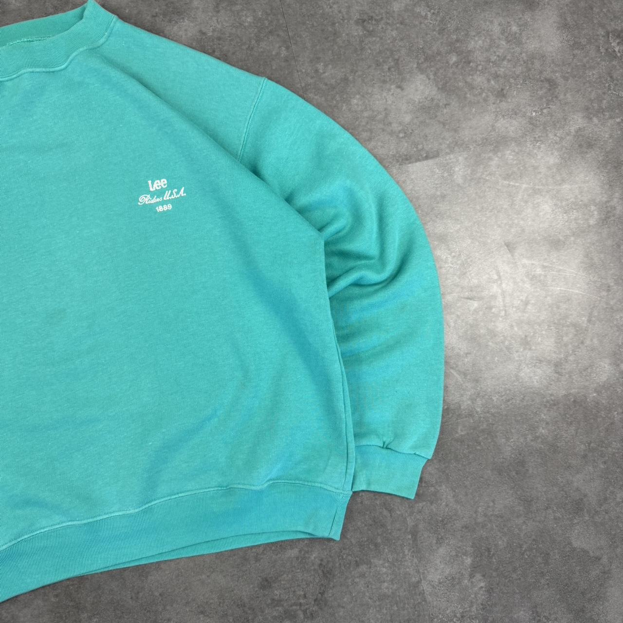 Vintage 2000s Lee Rider Turquoise Embroidered spellout Sweatshirt