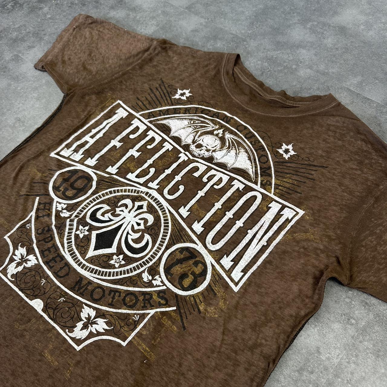 Affliction 2000s Skater Skateboard Logo Print graphic T shirt
