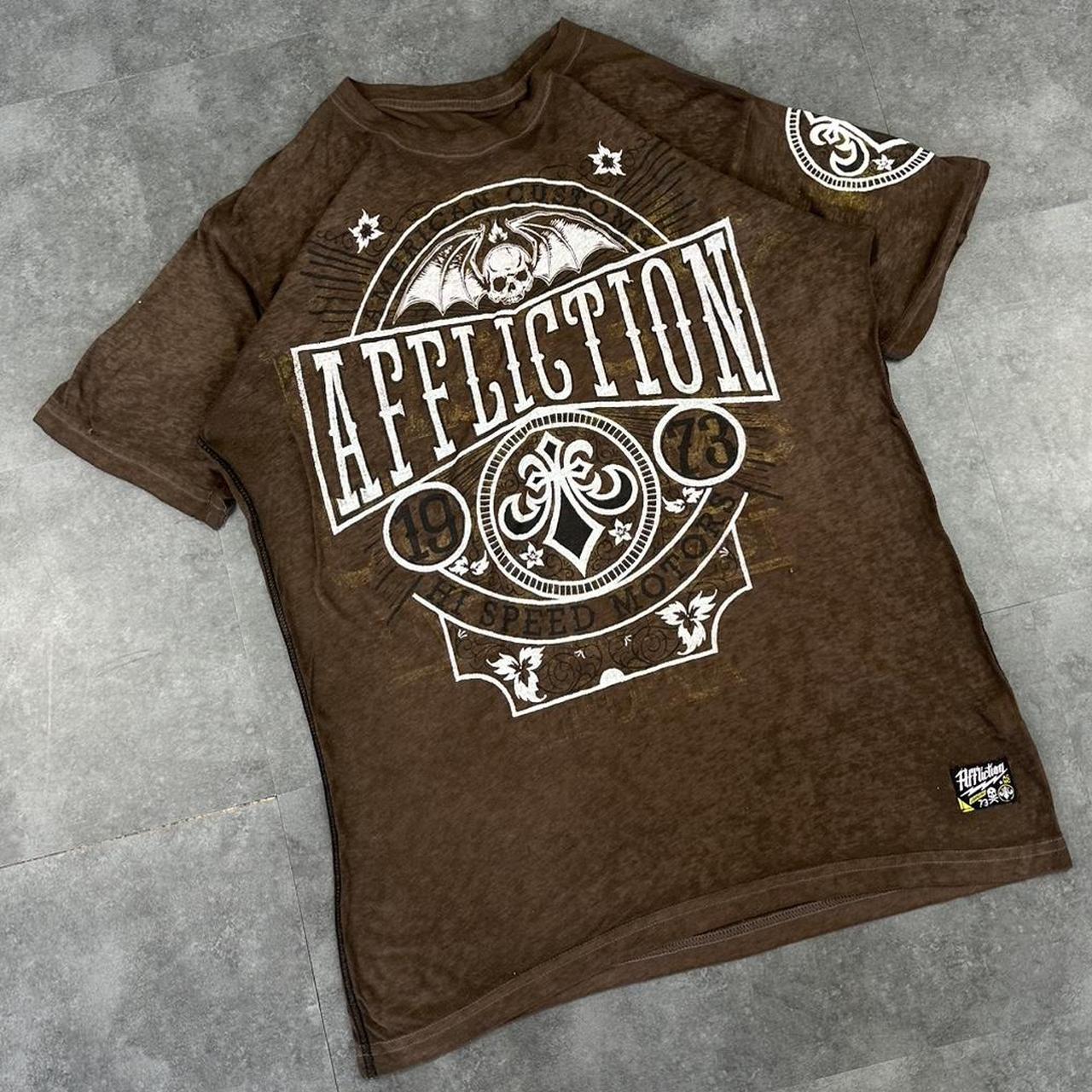 Affliction 2000s Skater Skateboard Logo Print graphic T shirt