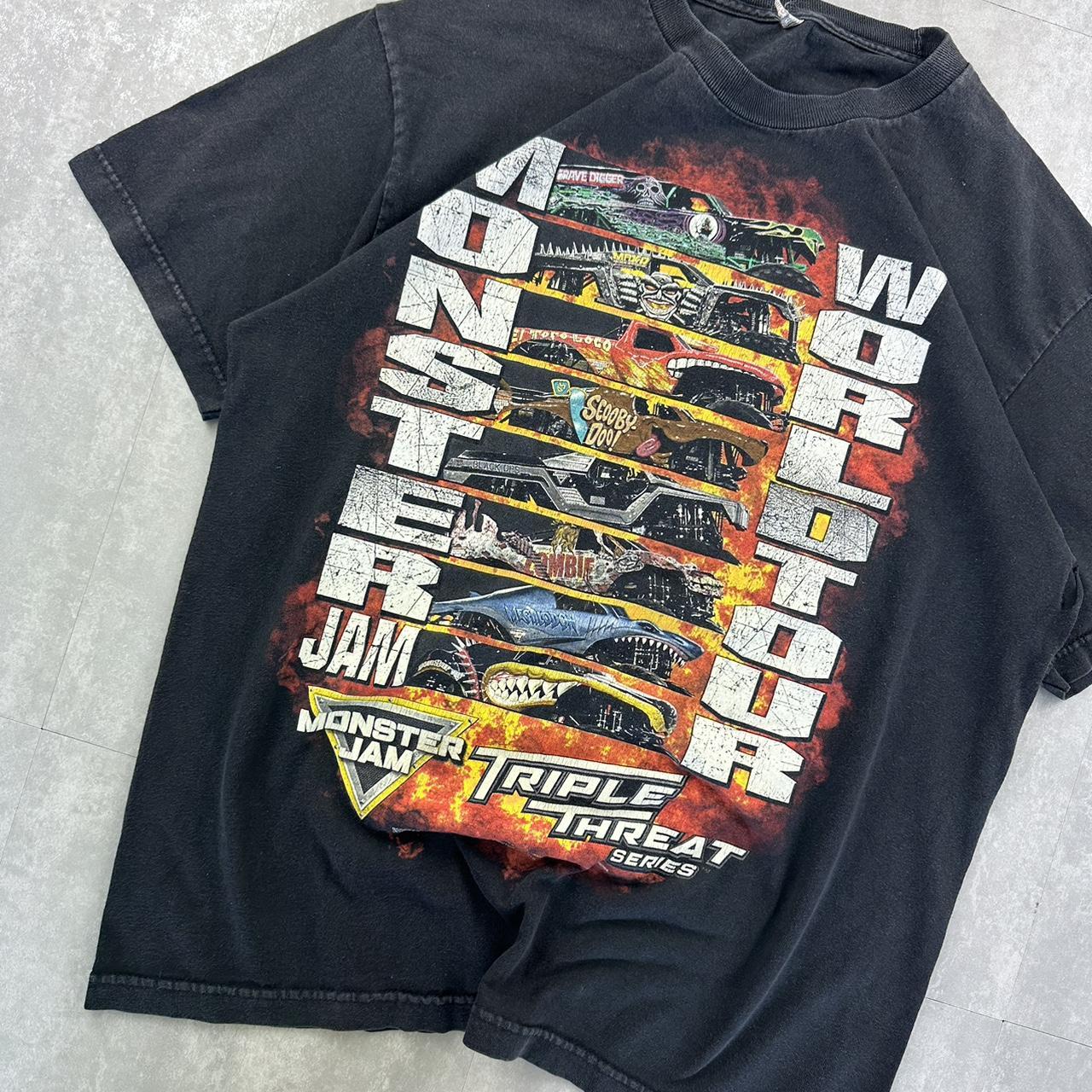 Monster Jam world tour 2000s spell out t shirt