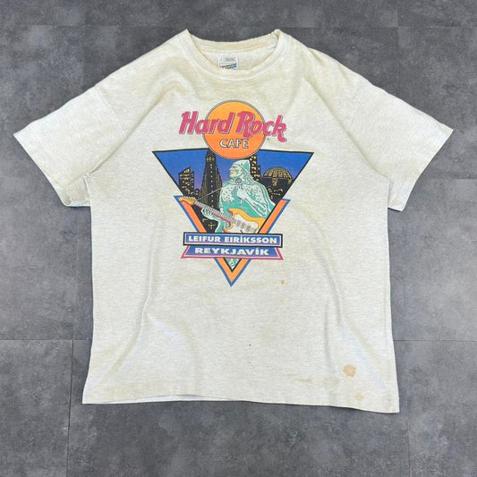 Hard Rock Cafe T 2000s Y2K logo Iceland Hotel Leifur Eiríksson print design