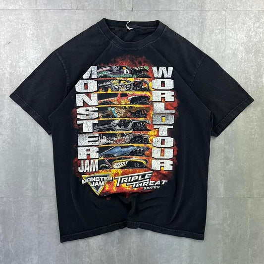 Monster Jam world tour 2000s spell out t shirt