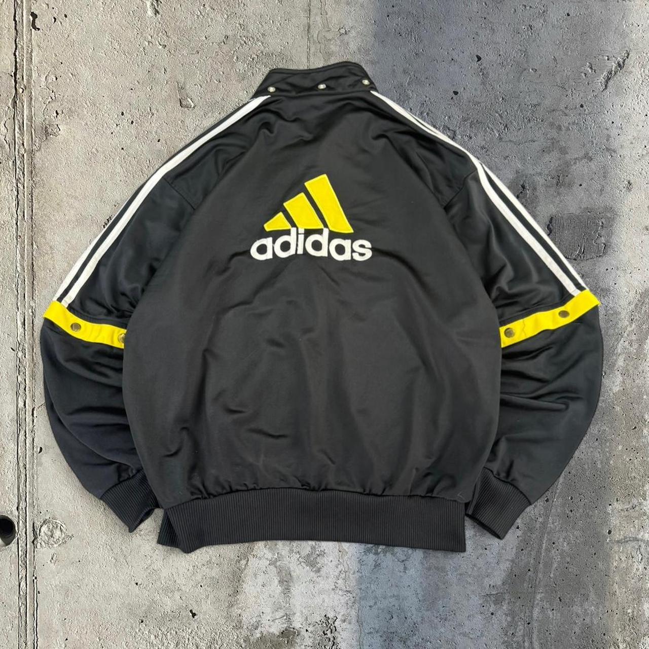 Vintage Adidas 90s spellout embroidered logo sportswear three stripe track jacket