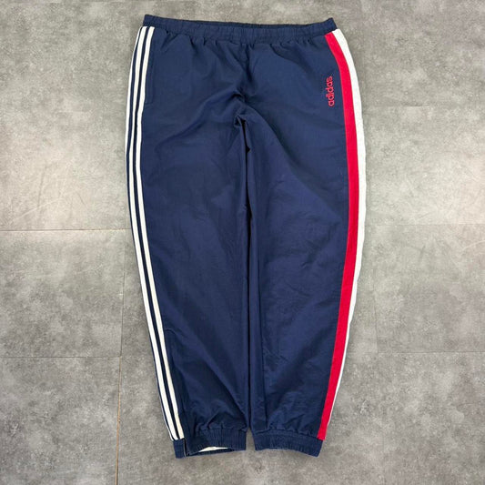 Adidas blue and red 2000s baggy vintage sportswear adjustable track pants