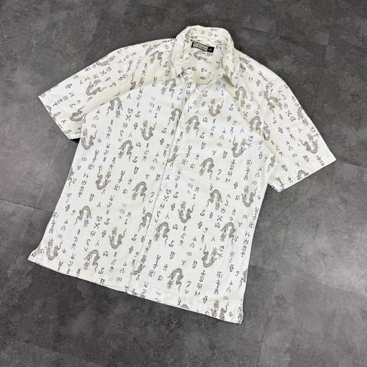 UKFO Club 2000s vintage 90s Y2K lightweight Summer flames hiphop Skater button down bowling Shirt