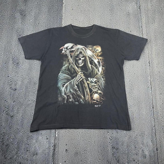 Skeleton skull Vintage Y2K hip hop grunge T Shirt