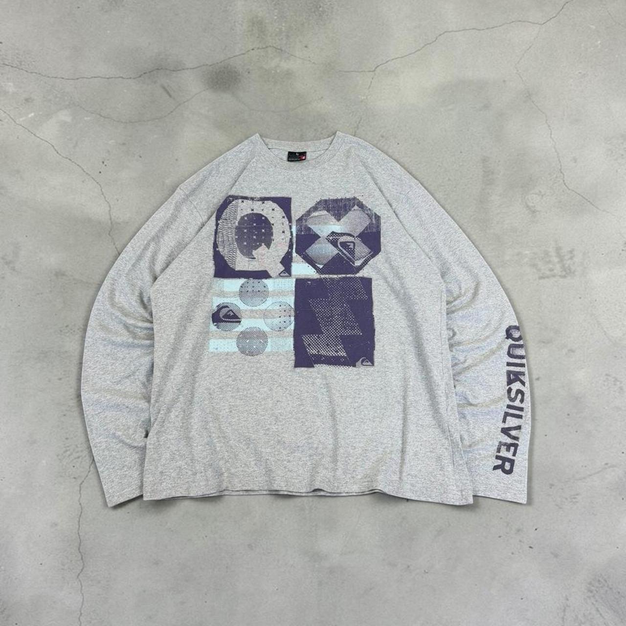 Quiksilver Surfwear grey and purple Y2K long sleeve shirt
