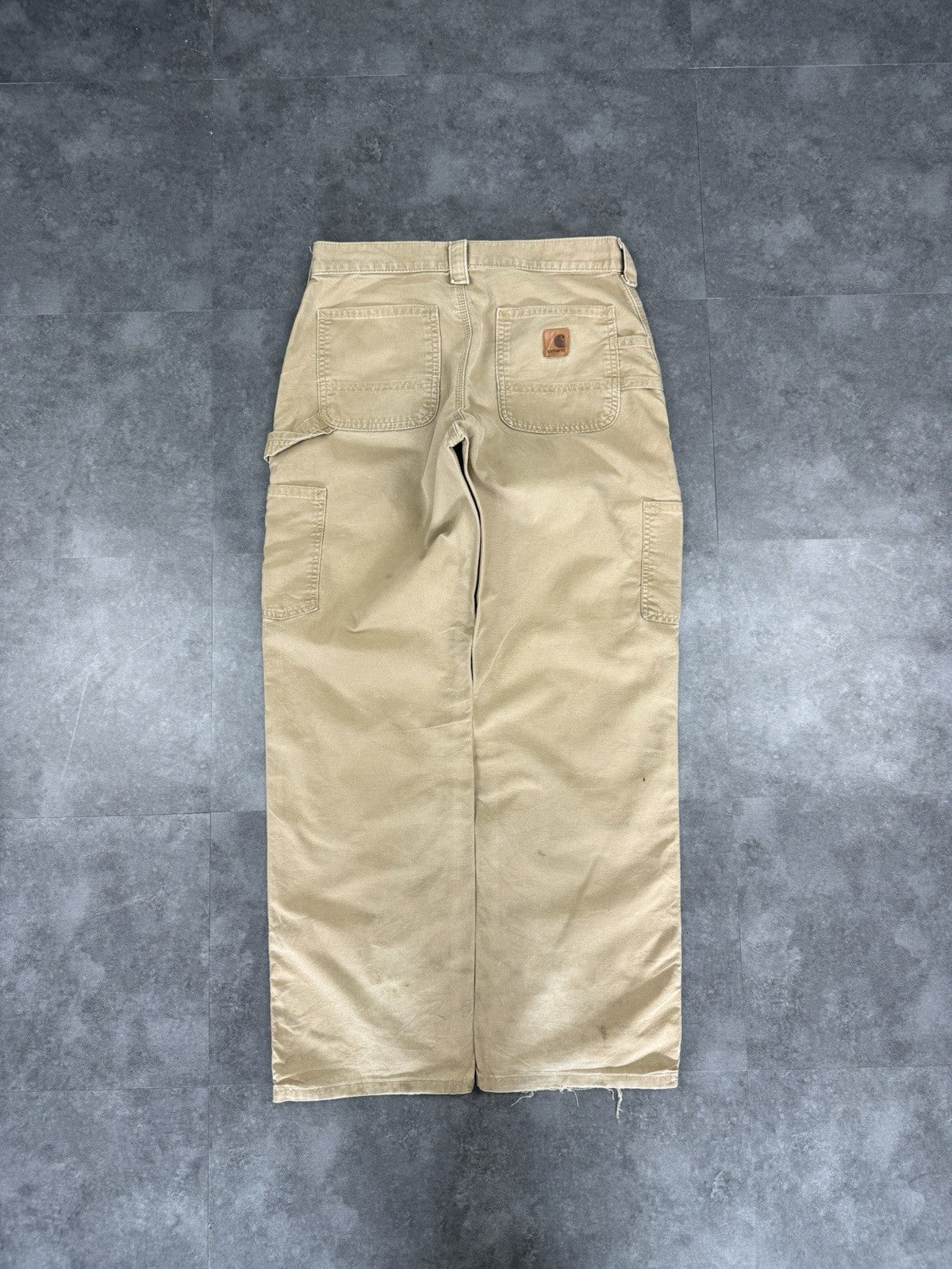 Vintage Carhartt Workwear Trousers Y2k 90s Cargo Pant Size 30w 30L Beige Mens