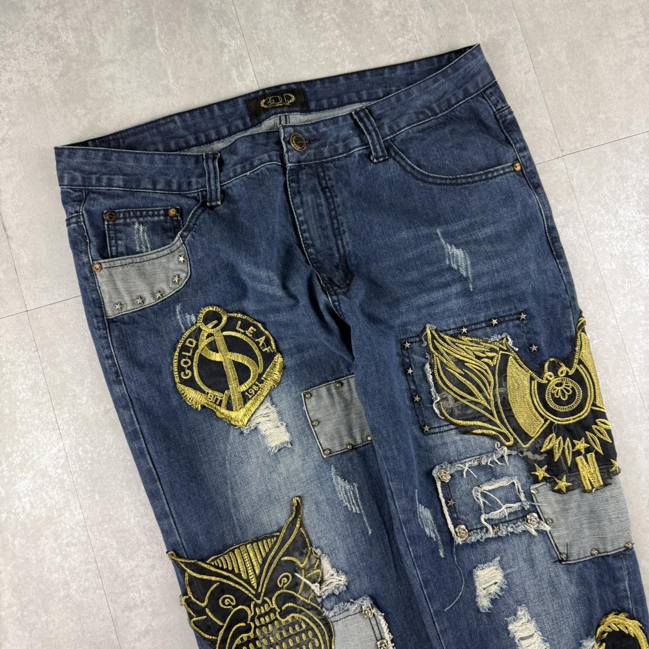 God hiphop 2000s embroidered jeans