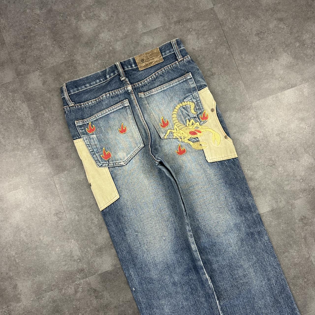 Japanese style hiphop 2000s embroidered jeans