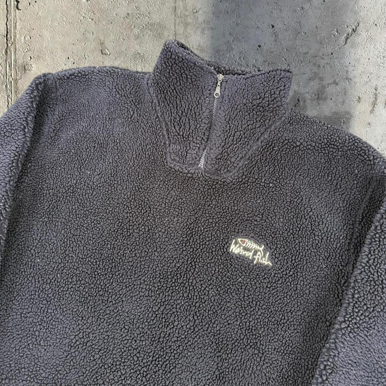 Weird Fish Vintage y2k 1/4 zip black Sherpa pile Surfwear fleece