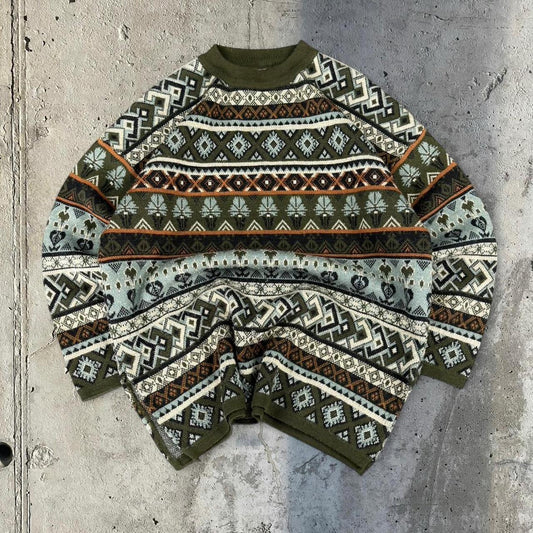 City limit 90s chunky knit made in Australia Aztec print jumper
