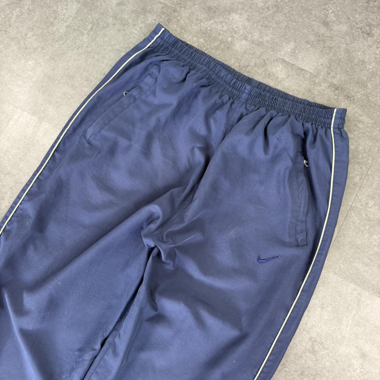 Nike blue grey 2000s baggy vintage sportswear adjustable track pants