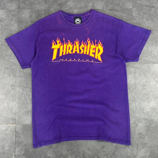 Thrasher T 2000s Print Flaming Logo design graphic T shirt