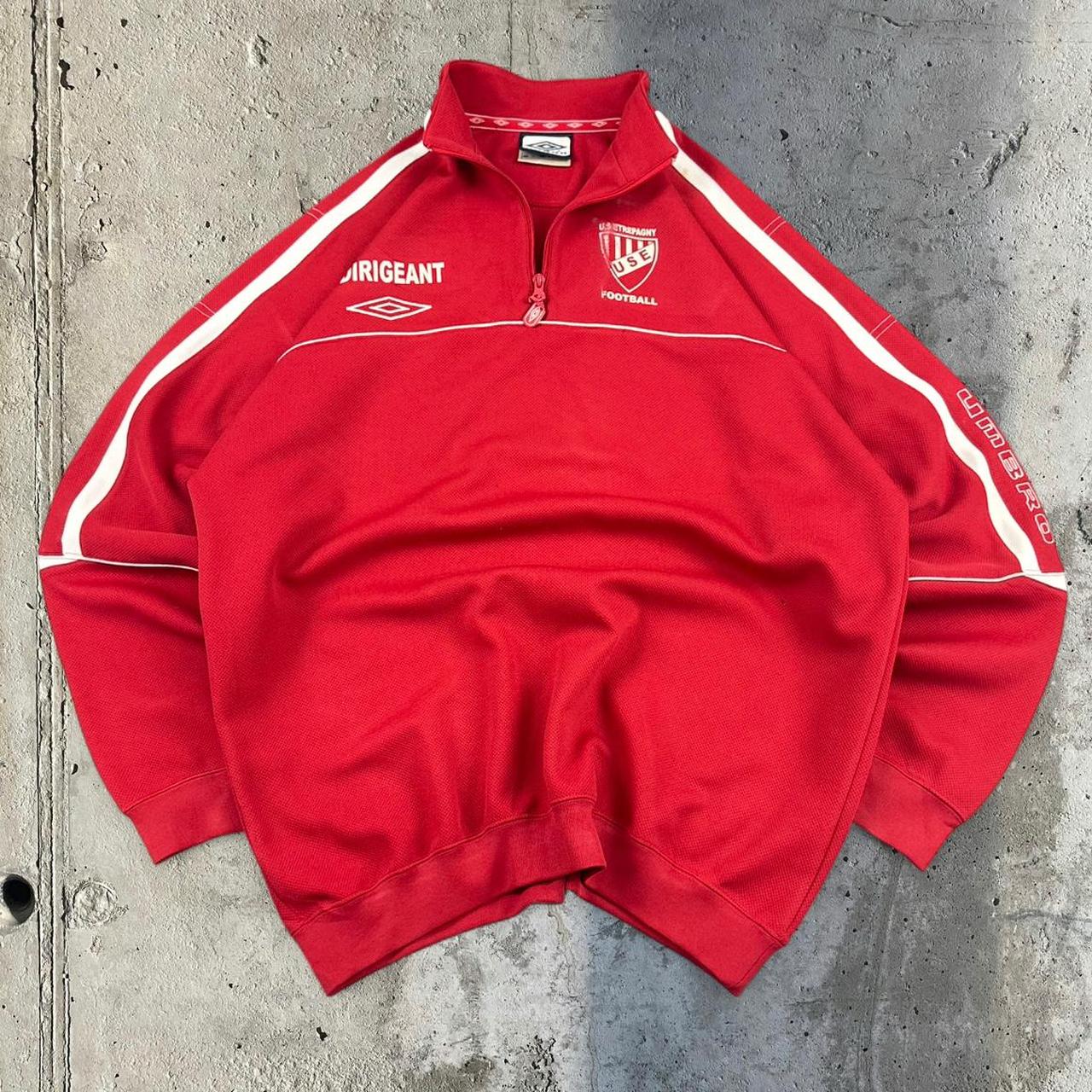 Vintage Umbro 90s football British sportwear embroidered quarter zip fleece