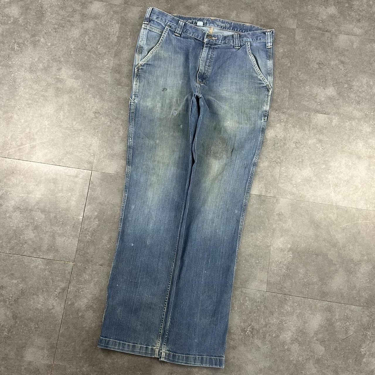 Carhartt 2000s dungaree workwear comfort fit denim cargo trousers
