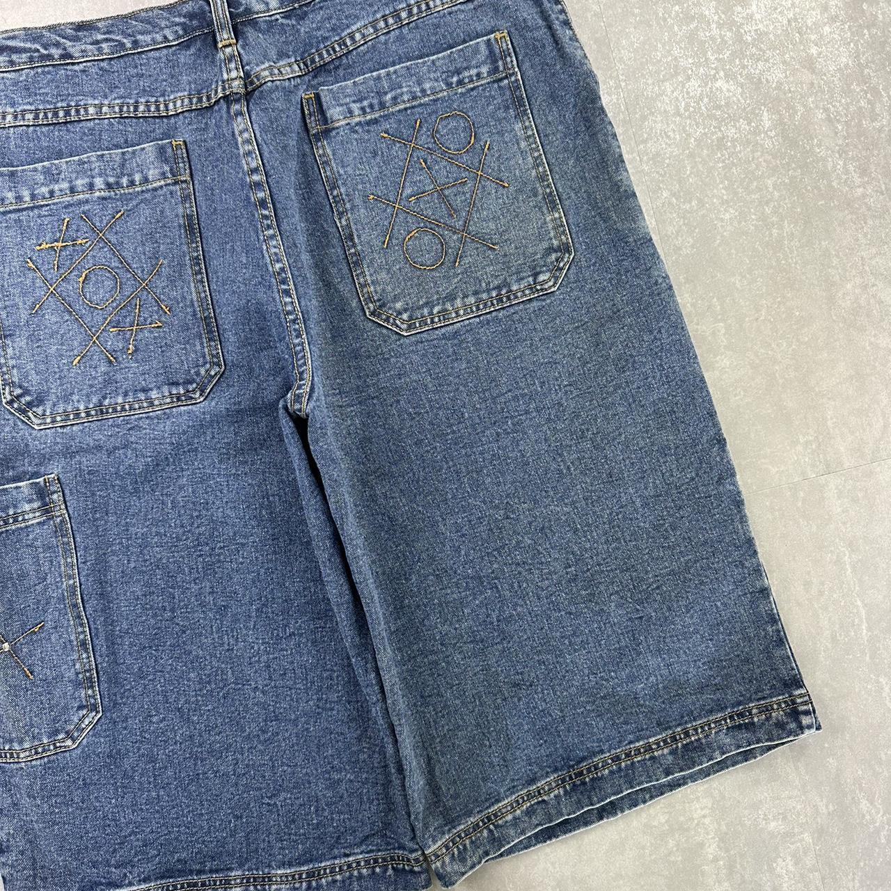 Japanese style embroidered Grunge 2000s spellout carpenter style jorts