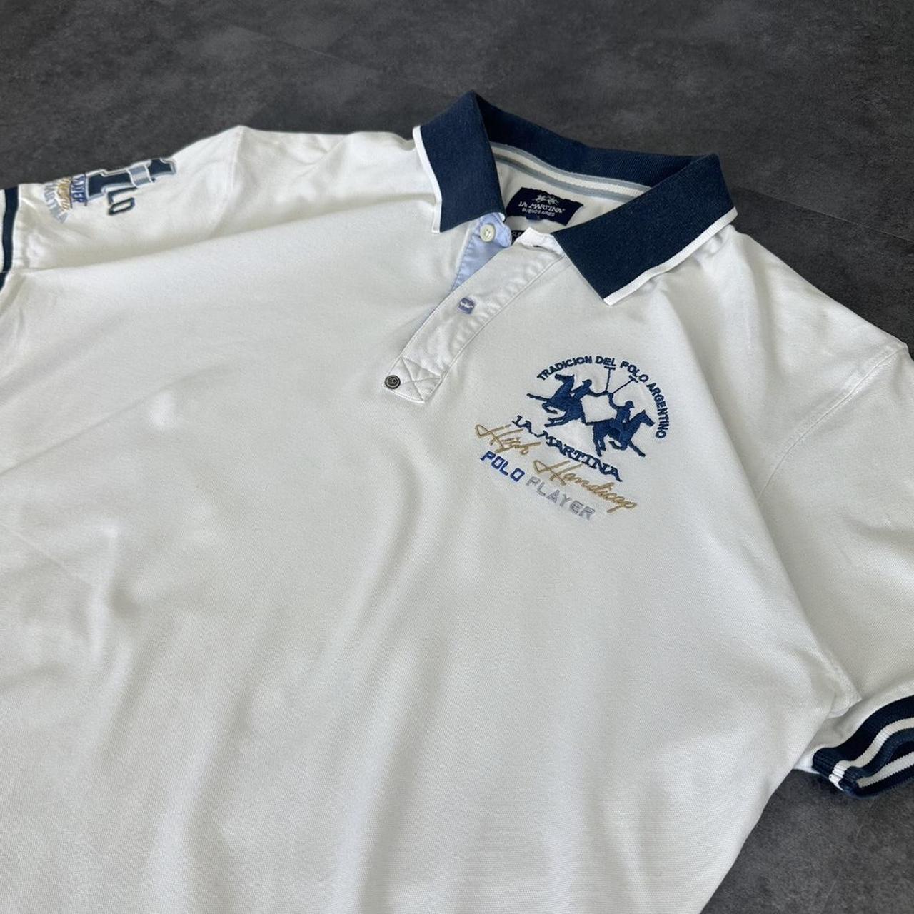 La Martina 2000s Jockey shirt Spellout graphic collared polo T shirt