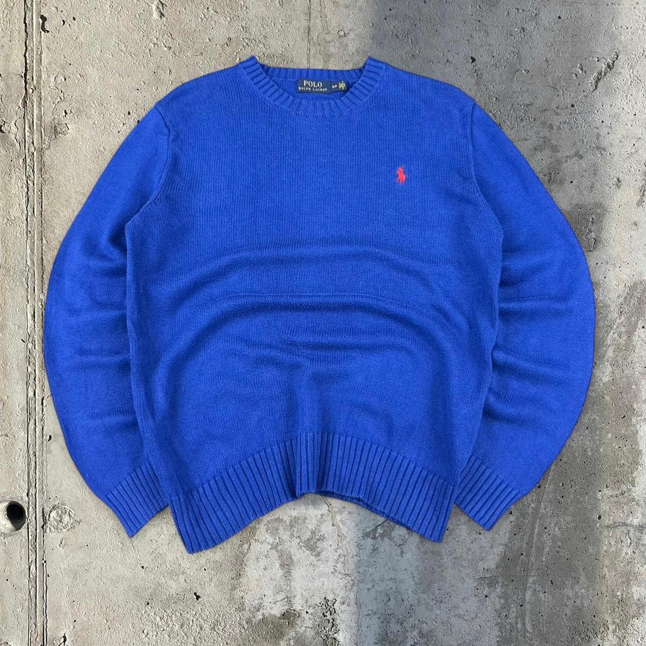 Polo Ralph Lauren 90s chunky knit knitted heavyweight blue jumper