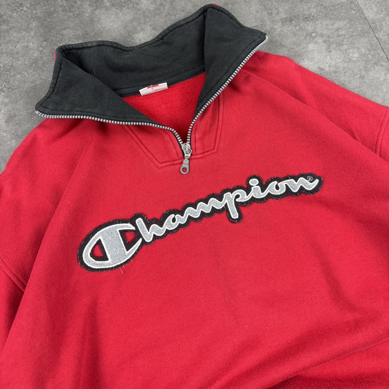 Champion 1/4 zip 2000s vintage sportwear big Logo embroidered zip up sweatshirt