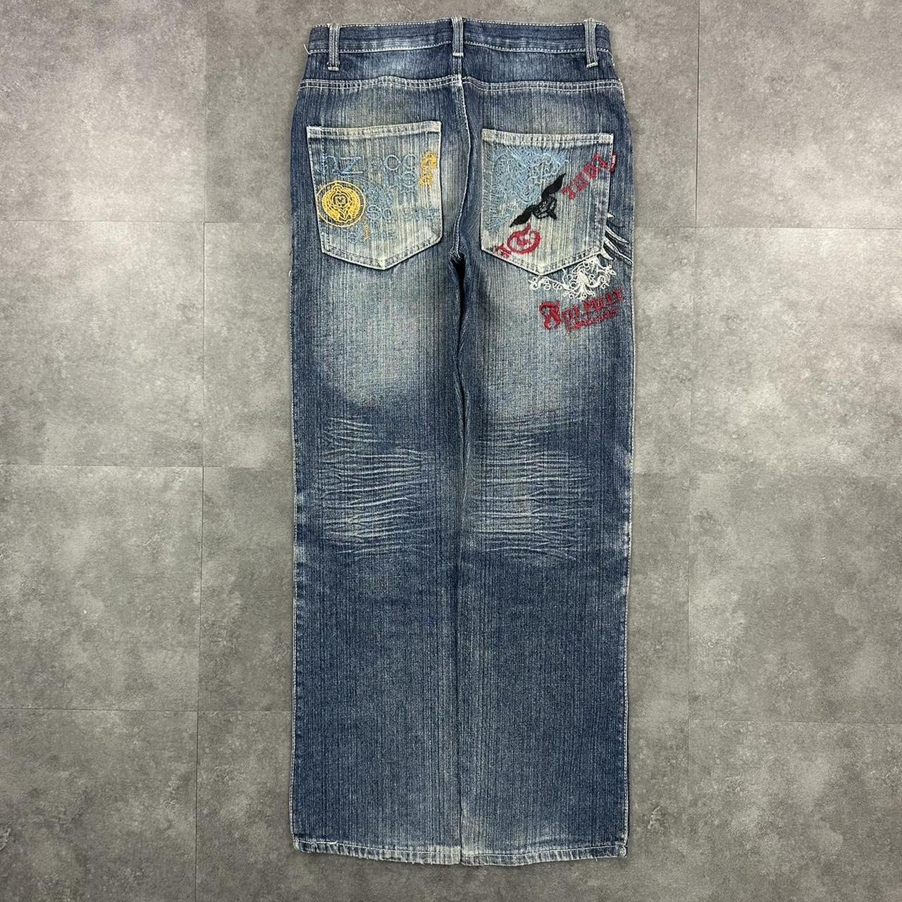 Japanese style hiphop 2000s embroidered jeans