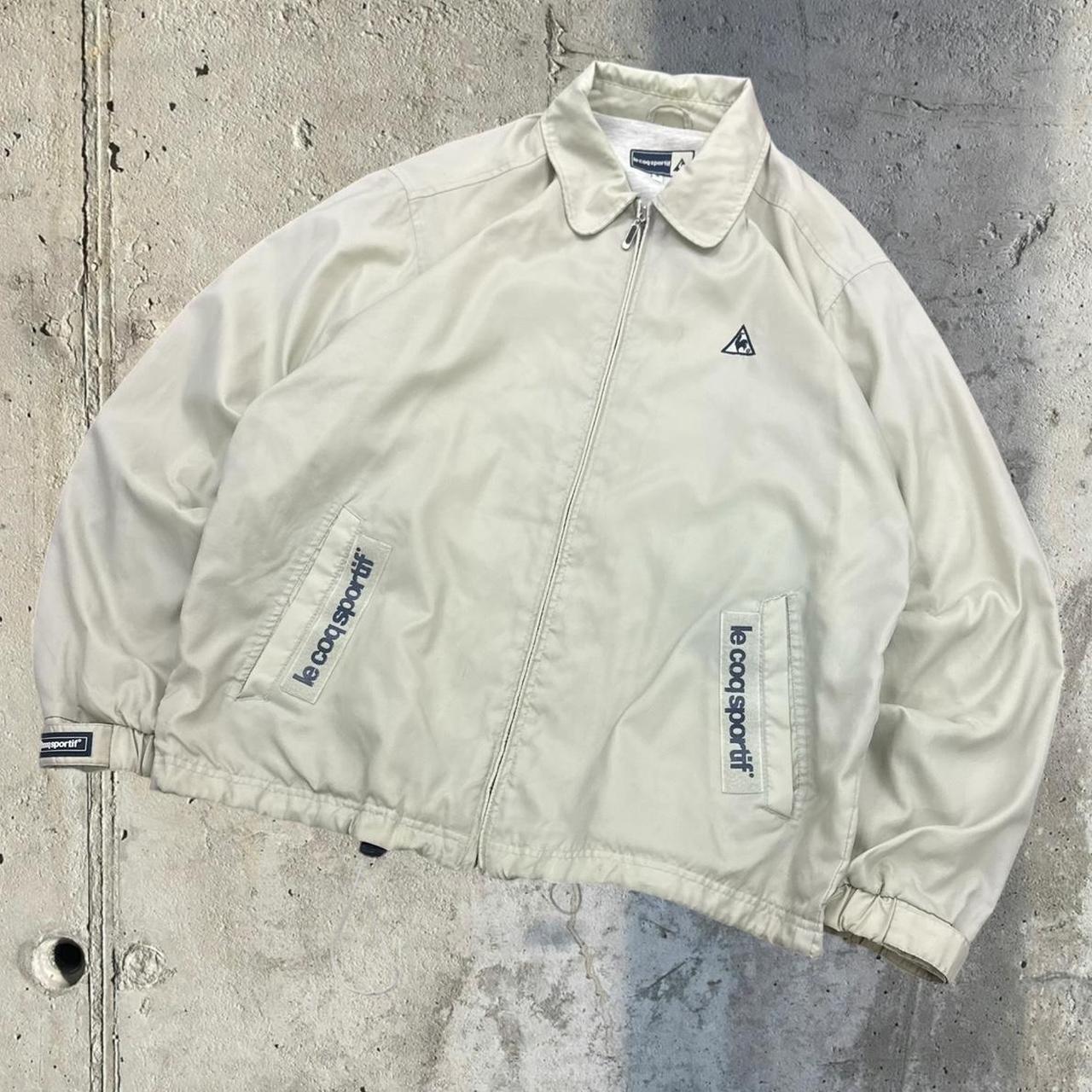 Le Coq Sportif 90s cream and navy zip up track jacket