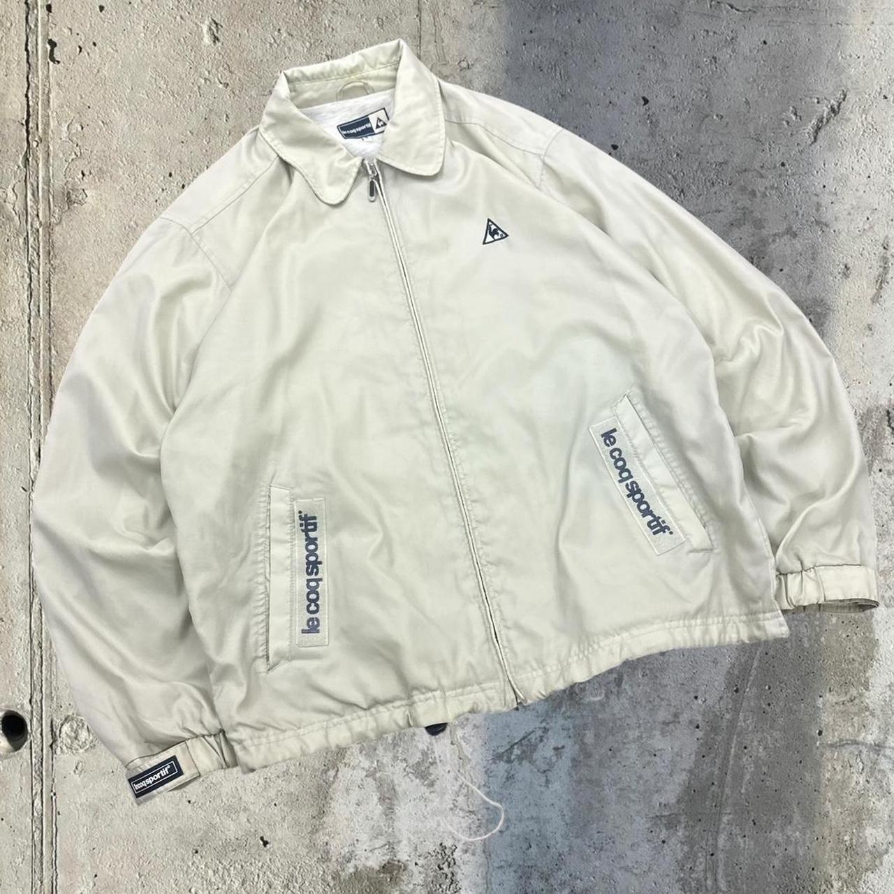 Le Coq Sportif 90s cream and navy zip up track jacket