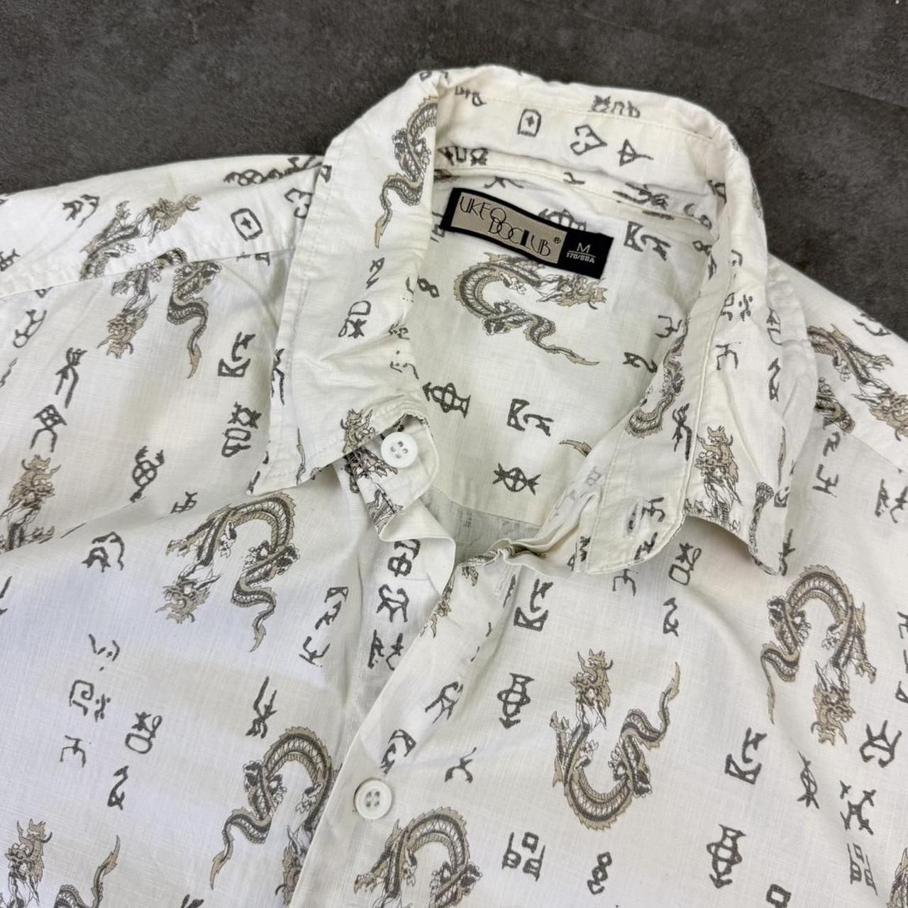 UKFO Club 2000s vintage 90s Y2K lightweight Summer flames hiphop Skater button down bowling Shirt