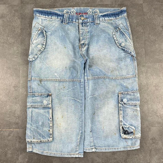 T-Traxx 2000s Vintage Baggy HipHop Y2k printed cargo Jorts