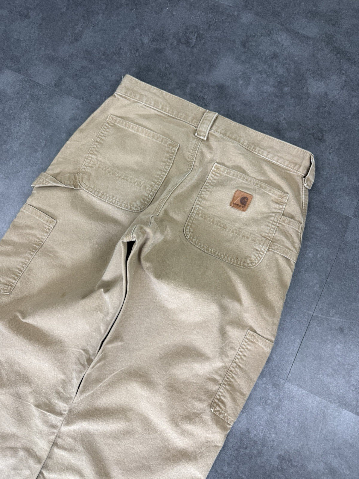 Vintage Carhartt Workwear Trousers Y2k 90s Cargo Pant Size 30w 30L Beige Mens