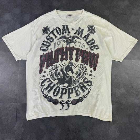 Filth Few Choppers 2000s biker grunge logo Print Logo graphic T shirt
