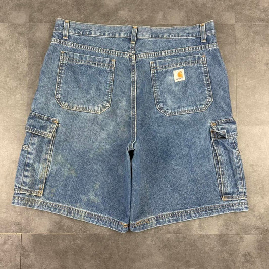 Carhartt 2000s dungaree workwear comfort fit denim shorts jorts