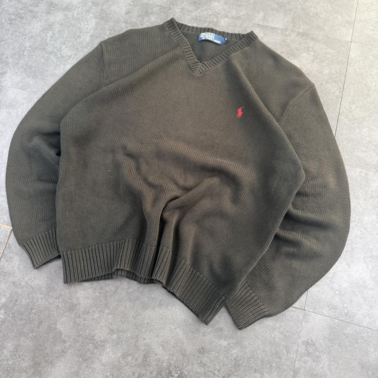 Polo Ralph Lauren 90s chunky knit heavyweight v neck jumper