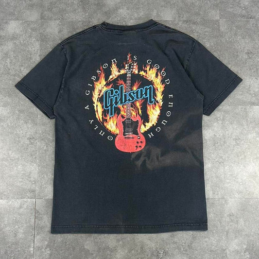 Gibson T 2000s Y2K logo Fire Guitar print design