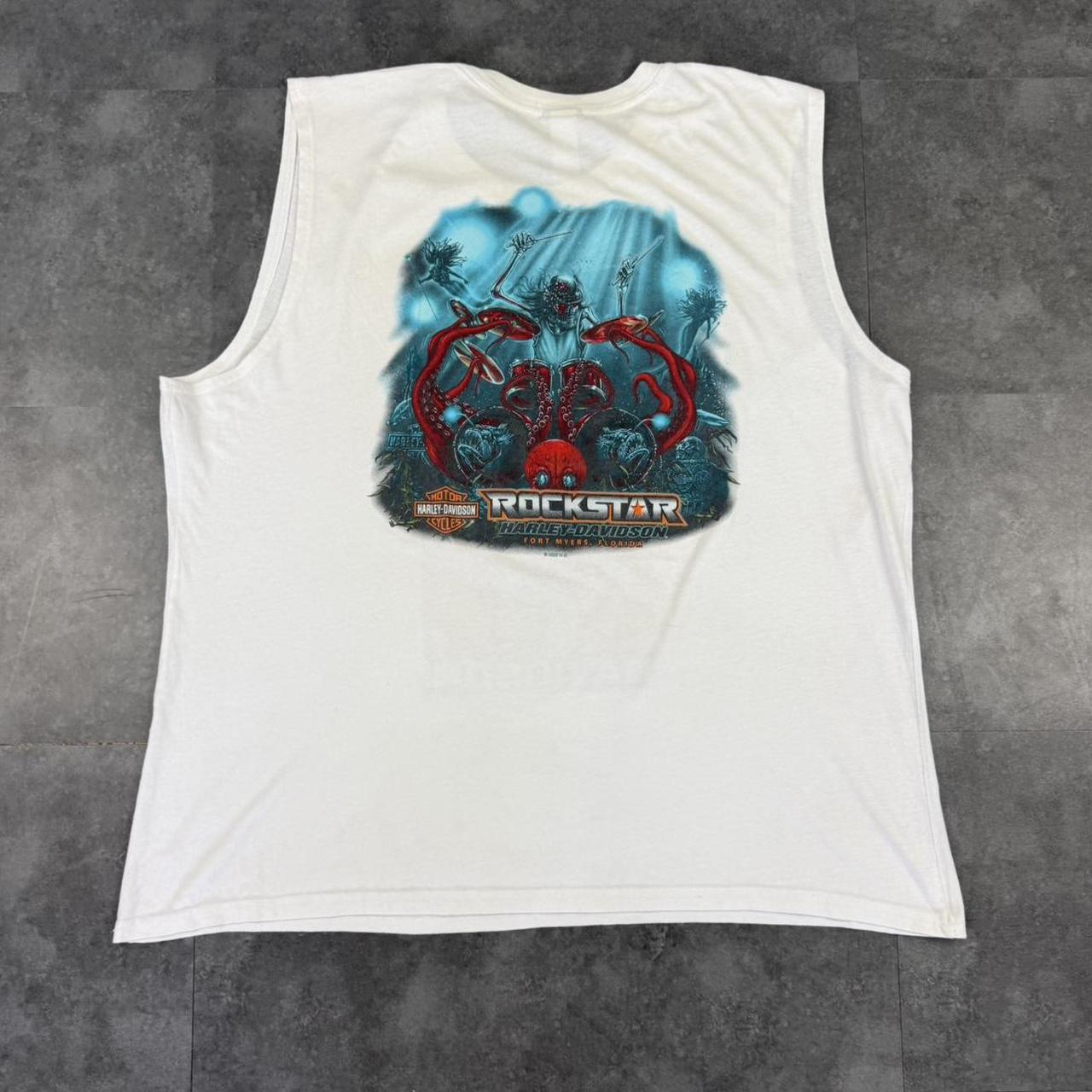 Harley Davidson 2000s biker motorcycle logo Spellout graphic sleeveless T shirt vest