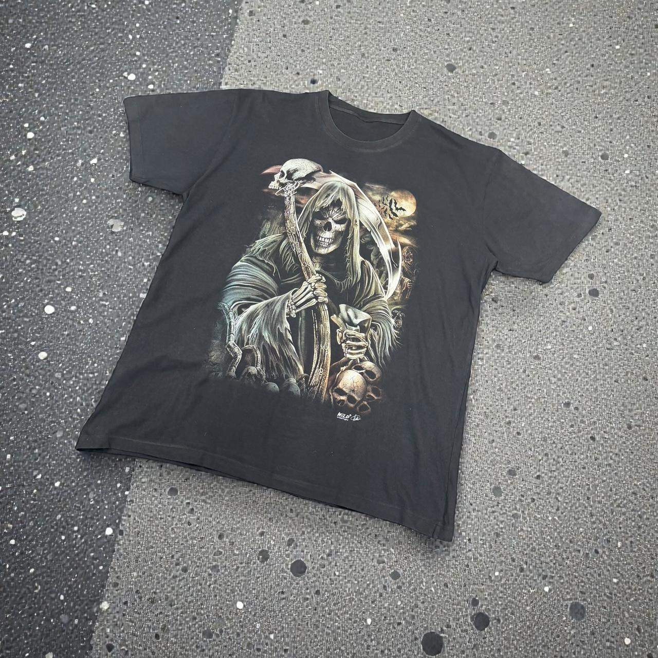 Skeleton skull Vintage Y2K hip hop grunge T Shirt