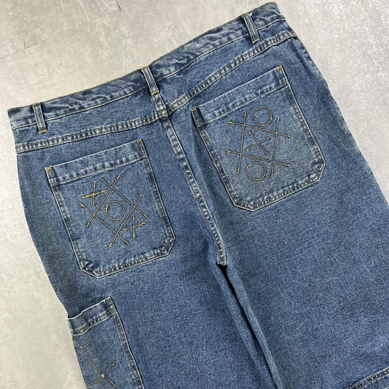 Japanese style embroidered Grunge 2000s spellout carpenter style jorts