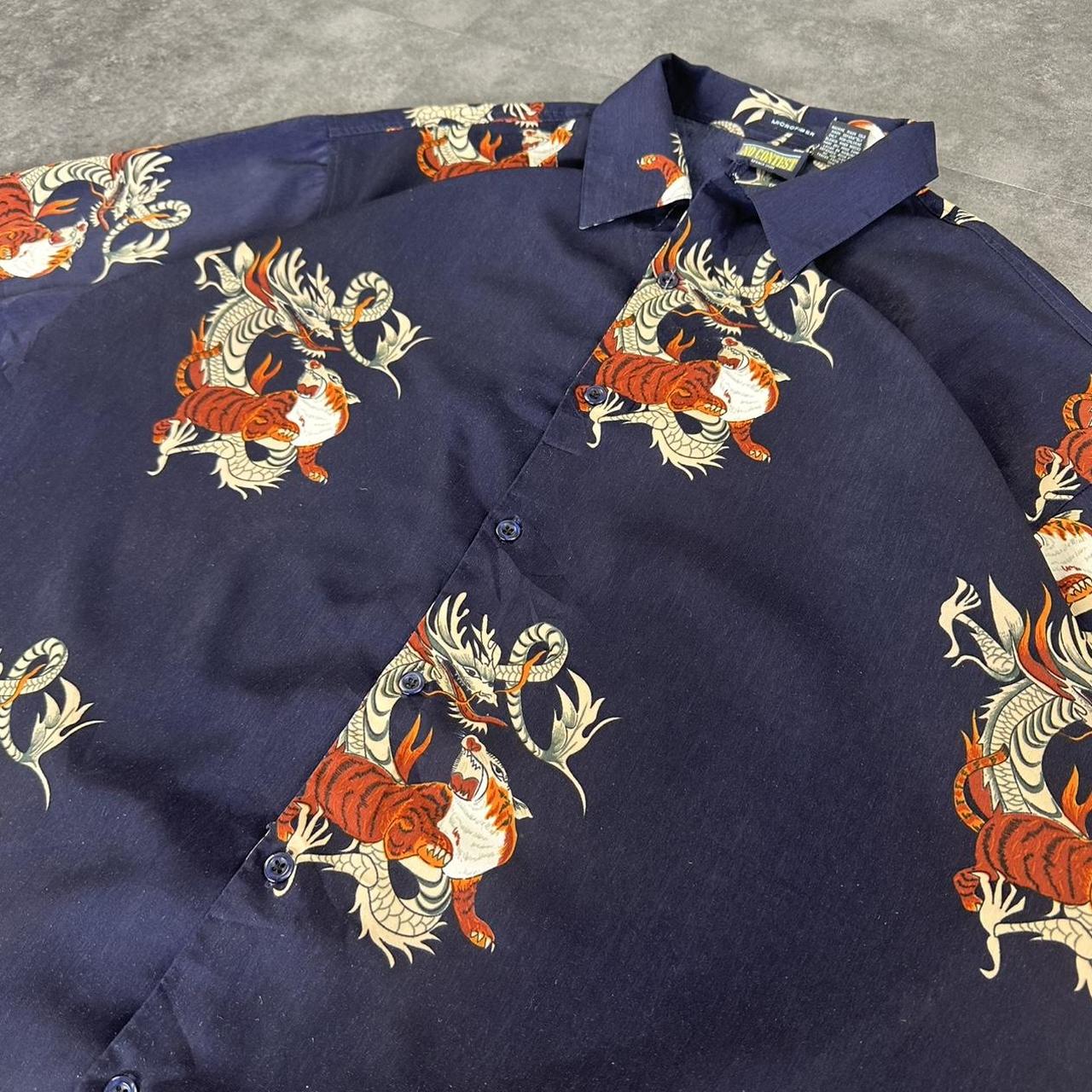 No Contest 2000s vintage 90s Y2K lightweight Summer racing button down bowling Shirt